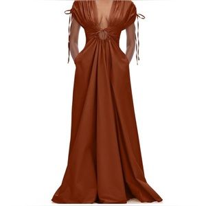 SOLD-ANDREA IYAMAH XENA COCOA MAXI DRESS NWT